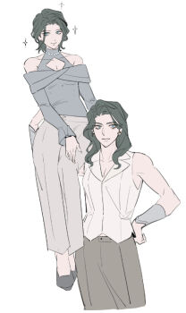 2girls batman_(series) black_hair blush bracer breasts bruce_wayne dc_comics diana_prince genderswap genderswap_(mtf) hashtag-only_commentary large_breasts long_hair minjmingg multiple_girls muscular muscular_female short_hair simple_background wonder_woman_(series) yuri