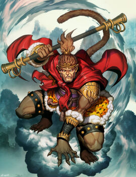 cloud genzoman monkey staff sun_wukong tagme pelt
