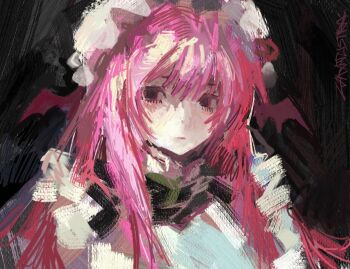 1girl black_souls hashtag-only_commentary maid pale_skin pink_hair vampire victoria_(black_souls)