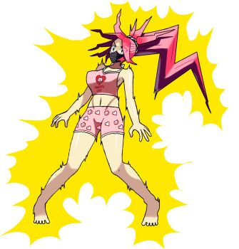 Rule 34 | 1girl, accident, accidental exposure, animal print, armpits, arms at sides, barefoot, black mask, boyshort panties, breasts, camisole, capcom, cat print, cleavage, collarbone, delinquent, electricity, electrocution, english text, eyelashes, feet, female focus, full body, groin, heart, heart print, highres, zaki (justice gakuen), humiliation, justice gakuen, legs, long hair, mask, matching underwear, medium breasts, midriff, moero! justice gakuen, mouth mask, navel, neck, panties, parted bangs, pigeon-toed, pink camisole, pink panties, ponytail, purple eyes, red hair, shiny clothes, shiny skin, sidelocks, spiked hair, thighs, tiptoes, toes, transparent background, tsundere, underwear, underwear only, very long hair, zappy pappy