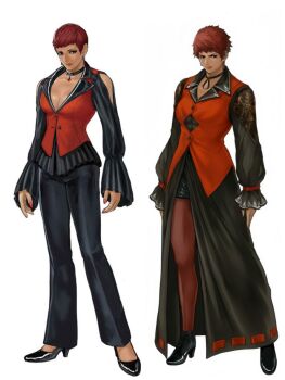 1girl breasts brown_eyes brown_hair cleavage curvy dark-skinned_female dark_skin dress earrings female_focus formal_clothes high_heels highres huge_breasts jewelry large_breasts long_sleeves pants pantyhose see-through_clothes shoes short_hair skirt smile suit tan the_king_of_fighters thick_thighs thighs vice_(kof) wide_hips