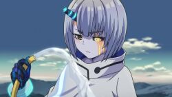 2girls ahoge animated anime_screenshot ataru_(kamikatsu) bertrand_(female)_(kamikatsu) blonde_hair blue_eyes blue_ribbon bouncing_breasts bow breasts carnival character_request cleavage close-up clothing_cutout collar collared_dress covered_erect_nipples curvy dancer dark-skinned_female dark_skin defeat detached_collar dress feathers forest full_body genderswap genderswap_(mtf) hair_between_eyes hair_ribbon headdress heart holding holding_sword holding_weapon kaminaki_sekai_no_kamisama_katsudou large_breasts long_hair looking_at_viewer multiple_girls nature navel no_bra no_panties outdoors pain pink_bow ponytail red_ribbon revealing_clothes ribbon ryona samba sidelocks sound stomach sword tagme thick_thighs thighs video violence weapon white_collar wrist_cuffs