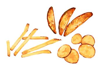 commentary english_commentary food food_focus french_fries highres leafysky22 no_humans original potato_wedges simple_background white_background