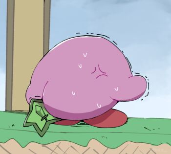 anal anal_object_insertion anger_vein ass blue_sky boke-chan day from_behind full_body grass kirby kirby&#039;s_dream_land kirby_(series) nintendo no_humans object_insertion outdoors sketch sky solo squatting star_(symbol) sweat trembling what