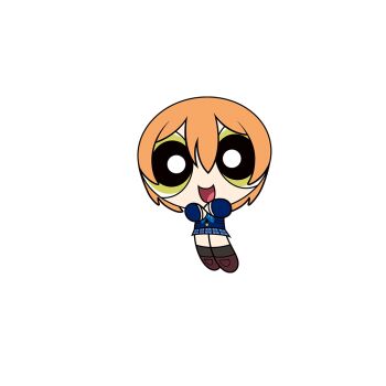 Rule 34 | 1girl, black socks, blue bow, blue bowtie, blue jacket, blue skirt, bow, bowtie, brown shoes, chibi, chibi only, crossed arms, full body, game asset, green eyes, hoshizora rin, jacket, long sleeves, love live!, love live! school idol festival, love live! school idol project, miniskirt, official art, open mouth, orange hair, otonokizaka school uniform, parody, powerpuff girls, powerpuff girls (style), school uniform, shoes, short hair, simple background, skirt, smile, socks, solo, style parody, tachi-e, third-party source, transparent background
