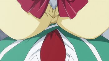 1boy 1girl animated animated_gif aono_tsukune breast_on_chest breast_press breasts close-up head_out_of_frame kurono_kurumu large_breasts rosario+vampire screencap view_between_breasts