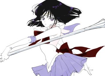 1girl adult_swim bishoujo_senshi_sailor_moon highres medium_hair needbee_r sailor_saturn skirt solo toei_company tomoe_hotaru toonami viz_media white_background