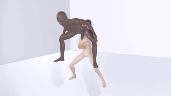 3d animated animated_gif breasts censored completely_nude dark-skinned_male dark_skin floating full_body huge_breasts no_bra no_panties nude paizuri