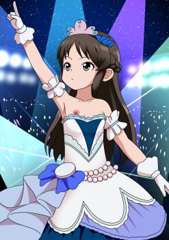 absurdres brown_eyes brown_hair dress highres idolmaster idolmaster_cinderella_girls loli misaeldm nipple_slip nipples tachibana_arisu tagme tiara