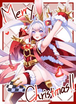Rule 34 | 1girl, absurdres, animal ears, bare shoulders, breasts, cape, christmas, cowboy shot, double bun, donut hair bun, drill hair, duel monster, grey hair, hair bun, highres, large breasts, leotard, long hair, maliss <p> white rabbit, merry christmas, noagen, pink hair, rabbit ears, red cape, red leotard, red sleeves, solo, twin drills, twintails, very long hair, wide sleeves, yu-gi-oh!