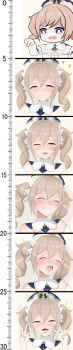 absurdres ahegao barbara_(genshin_impact) crying crying_with_eyes_open dick-o-meter double_v genshin_impact heart heart-shaped_pupils highres humiliation implied_sex kn53 measuring penis_measuring ruler saliva saliva_trail small_penis_humiliation symbol-shaped_pupils tears v