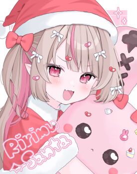1girl christmas commentary_request hat makaino_ririmu santa_costume santa_hat warewa_tanaka