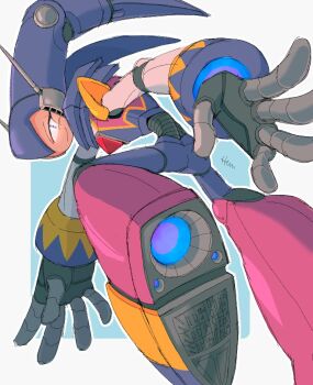 1other armor blue_background chest_jewel hevn_heaven humanoid_robot mechanization nights_(character) nights_into_dreams purple_armor robot simple_background solo white_background