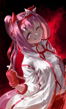 Rule 34 | 1girl, animal ears, blush, bow, breasts, buruma, collarbone, commentary request, ear bow, ear covers, fingerless gloves, flower-shaped pupils, flower in eye, gloves, grin, haru urara (bestest prize) (umamusume), haru urara (umamusume), headband, highres, horse ears, horse girl, horse tail, inishie kumo, jacket, long hair, one eye closed, open mouth, pink buruma, pink eyes, pink hair, pink headband, ponytail, red buruma, red gloves, red headband, shirt, small breasts, smile, solo, symbol-shaped pupils, symbol in eye, tail, teeth, umamusume, upper teeth only, white jacket, white shirt