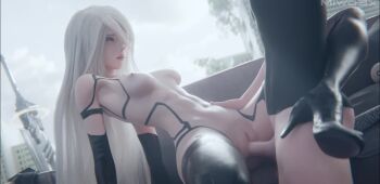 1boy 1girl 3d a2_(nier:automata) animated bouncing_breasts breasts hetero high_heels joints leg_lock long_hair looking_at_another missionary miwo3x nier:automata nier_(series) nipples penis pussy robot_joints sex sound tagme uncensored video vixxen_(voice_actor) white_hair