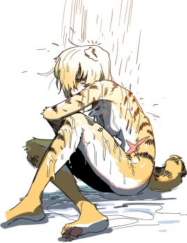 1girl furry furry_female goatdraw kkyattyu looking_at_viewer nude scar showering tagme tail tiger_girl
