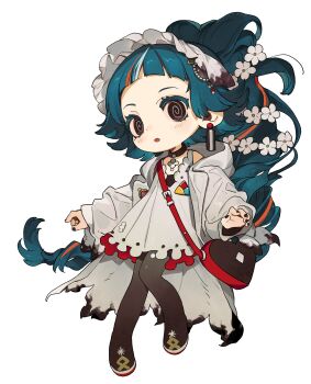 1girl blush full_body highres long_hair original pantyhose shoes simple_background solo twintails very_long_hair wide_sleeves