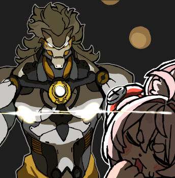1boy 1girl absurdres andii_(anzai_teachco) animal_ears banyue_(zenless_zone_zero) closed_eyes commentary_request furry furry_female glaring grey_hair highres long_hair looking_at_another mouse_ears mouse_girl open_mouth pink_fur pink_hair robot_boy sweatdrop white_hair zenless_zone_zero zhao_(zenless_zone_zero)