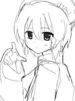 1girl beret closed_mouth expressionless greyscale hair_between_eyes hat highres monochrome portrait shirt short_hair simple_background sketch solo utane_uta utau uuuuua07 white_background