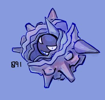 Rule 34 | cloyster, gen 1 pokemon, grin, highres, kurapixel, looking at viewer, nintendo, no humans, numbered, pokemon, pokemon (creature), purple background, simple background, smile, solo