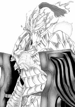 1boy 913kousatu absurdres armor breastplate commentary_request dark_souls_(series) dark_souls_ii dual_wielding ghost glowing glowing_eyes greyscale helm helmet highres holding holding_shield knight male_focus monochrome plume sellsword_luet shield solo upper_body