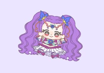 1girl absurdly_long_hair blue_bow blue_flower blue_rose boots bow brooch chibi circlet closed_mouth cropped_shirt dot_nose earrings eyelashes floral_print flower flower_brooch footwear_bow forehead frilled_arm_warmers frilled_footwear frilled_sleeves frills hair_bobbles hair_bow hair_ornament ichigo_usuhana jewelry knee_boots light_blush long_hair long_skirt looking_at_viewer midriff milky_rose mimino_kurumi navel outstretched_arms pleated_skirt precure purple_arm_warmers purple_background purple_boots purple_bow purple_hair purple_shorts purple_theme red_eyes rose shirt short_sleeves shorts shorts_under_skirt simple_background skirt skirt_set smile solo square_neckline tareme two-tone_arm_warmers two_side_up very_long_hair wavy_hair white_arm_warmers white_shirt white_skirt yes!_precure_5 yes!_precure_5_gogo!