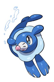 :o air_bubble animal_focus animal_hands bad_tag black_eyes blue_fur bubble full_body gen_7_pokemon helmet looking_at_viewer nintendo no_humans open_mouth pokemon pokemon_(creature) pokemon_focus popplio sea_lion simple_background solo standing white_background yumeminoideyu2