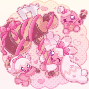 Rule 34 | 3girls, bow, commentary request, hair bow, hammer, heart, highres, holding, holding hammer, huge weapon, multiple girls, nintendo, no humans, pink fur, pink hair, pink ribbon, pink theme, pokemon, pokemon (creature), purple eyes, ribbon, shizucha, tinkatink, tinkaton, tinkatuff, twintails, weapon