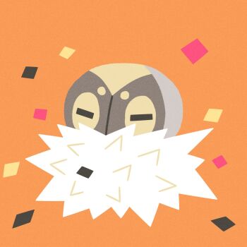 black_eyes bug closed_eyes fluffy gen_6_pokemon highres nintendo no_humans orange_background pokemon pokemon_(creature) pokemon_focus pokemon_xy rectangle ririkopoke spewpa spores white_fur