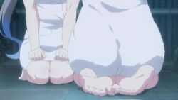 2girls animated anime_screenshot ass bad_girl_(manga) barefoot feet highres kneeling multiple_girls sitting tagme towel video wiggling_toes yuutani_yuu