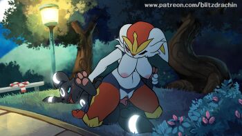 1boy 1girl animal_hands animal_penis animated animated_gif bouncing_breasts breasts cinderace furry gen_2_pokemon gen_8_pokemon glowing heavy_breathing hetero knotted_penis large_breasts nintendo one_eye_closed park pawpads penis pokemon pussy reverse_amazon_position second-party_source sex sex_from_behind sifyro smile straddling sweat umbreon vaginal