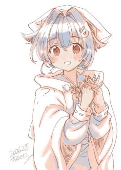 Rule 34 | 1girl, artist name, bandana, black hair, blue shirt, brown eyes, coat, commentary request, dated, highres, jingei (kancolle), kantai collection, kirisawa juuzou, long hair, parted lips, shirt, simple background, solo, white background, white coat