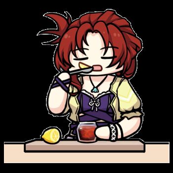 &gt;_&lt; 1girl animated animated_gif bracelet closed_eyes closed_mouth cutting_board diaoxian_kuangmo eating food fruit holding holding_spoon honkai_(series) honkai_impact_3rd jacket jewelry lemon lemon_slice lemonade lowres murata_himeko murata_himeko_(scarlet_fusion) murata_himeko_(summer_party) necklace official_art open_mouth purple_vest red_hair solo sour_(taste) spoon summer_uniform table third-party_source transparent_background upper_body vest wavy_mouth yellow_jacket