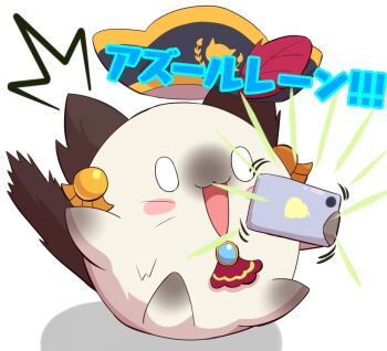 1other ascot azur_lane black_hat cat cellphone commentary_request hat holding holding_phone loud meowfficer_(azur_lane) nabei712 no_humans phone red_ascot scared simple_background smartphone white_background white_cat