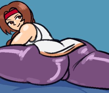 1girl ass braid braided_ponytail brown_eyes brown_hair curvy dougi female_focus flexible from_behind gymnastics hairband huge_ass karate_gi leggings long_hair looking_at_viewer looking_back pale_skin pants ponytail royalmilk20 shiny_clothes shiny_skin skirt smile smiley_face spandex the_king_of_fighters thick_thighs thighs tight_clothes tight_pants vexwarlock wide_hips yoga_pants yuri_sakazaki