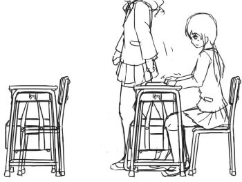 2futa anal anal_fingering anilingus animated animated_gif anus ass bulge censored chair clothes_lift cum cum_in_ass desk fingering full-package_futanari futa_with_futa futanari koke-blacktiger long_hair masturbation monochrome multiple_futa on_floor panties penis pussy pussy_juice school_uniform sitting skirt skirt_lift spread_anus spread_ass twintails underwear