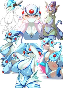 digimon digimon_(creature) fins frog_girl head_fins helmet hudie_jun monster_girl ranamon