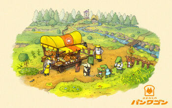 Rule 34 | animal focus, animal request, anteater, basket, card, crocodile, crocodilian, highres, house, isometric, no humans, original, poppo sutchy, scenery, squirrel, stream, translation request, wolf