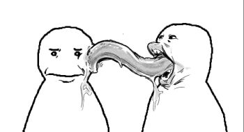 2others artist_collaboration closed_eyes fallenchungus greyscale highres izzzybopz jaggy_lines licking licking_another&#039;s_cheek licking_another&#039;s_face long_tongue looking_at_another looking_at_viewer meme monochrome multiple_others oekaki open_mouth original saliva simple_background sketch tongue upper_body very_long_tongue what white_background