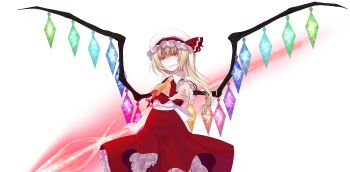 Rule 34 | 1girl, ascot, back bow, blonde hair, bow, center frills, collared shirt, commentary request, cowboy shot, cropped vest, crote, crystal wings, flandre scarlet, frilled shirt collar, frilled skirt, frilled sleeves, frills, glowing, glowing eyes, hat, hat ribbon, highres, holding, large variant set, layered skirt, long hair, long skirt, looking at viewer, mob cap, puffy short sleeves, puffy sleeves, red eyes, red ribbon, red skirt, red vest, ribbon, shaded face, shirt, short sleeves, side ponytail, skirt, sleeve ribbon, slit pupils, smile, solo, tachi-e, teeth, touhou, transparent background, v-shaped eyebrows, variant set, vest, white bow, white hat, white shirt, wing collar, wings, yellow ascot