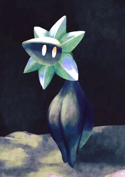 commentary_request full_body glimmet grey_background nintendo no_humans omega_takai outdoors pokemon pokemon_(creature) solid_oval_eyes solo yellow_eyes