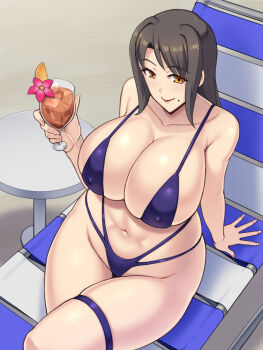 1girl bikini breasts huge_breasts kawanuma_uotsuri long_hair saionji_aki swimsuit