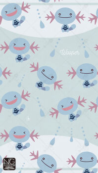 &gt;_&lt; animal_focus closed_mouth gen_2_pokemon highres looking_at_viewer meme_(sleepsheep) nintendo no_humans open_mouth pokemon pokemon_(creature) pokemon_focus smile tail water wooper