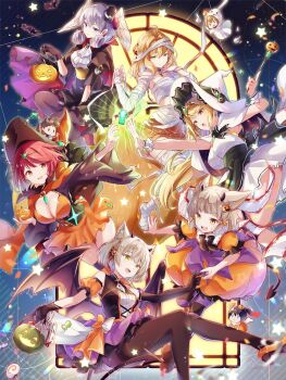 alternate_costume fiora_(xenoblade) halloween halloween_costume highres melia_antiqua mio_(xenoblade) multiple_girls mythra_(xenoblade) nia_(xenoblade) pyra_(xenoblade) ui_frara xenoblade_chronicles_(series) xenoblade_chronicles_1 xenoblade_chronicles_2 xenoblade_chronicles_3