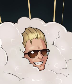 blonde_hair bubble foam kazuhira_miller meme metal_gear_(series) splashbrush sunglasses