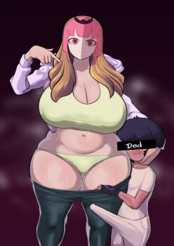 1boy 1girl age_difference breasts cleavage dedalo huge_breasts large_breasts shota