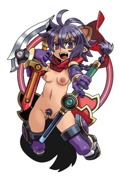 Rule 34 | animal ears, breasts, non-web source, nude, purple hair, raccoon ears, shinrabanshou, small breasts