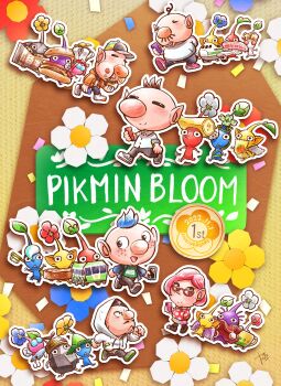 1girl 5boys acorn_hair_ornament aircraft airplane airplane_costume alien alph_(pikmin) alternate_costume animal anniversary bag_of_cookies banana_hair_ornament baseball_cap big_nose black_eyes black_footwear black_hair black_headwear black_pants black_skin blue_eyes blue_flower blue_hair blue_jacket blue_pikmin blue_skin bow brittany_(pikmin) brown_background brown_hair bud burger burger_costume buttons cellphone charlie_(pikmin) chef_hat clenched_hands closed_eyes closed_mouth clover_hair_ornament coattails collared_shirt colored_skin comb commentary_request confetti cookie copyright_name crumbs cup dated eating english_text eyelashes facial_hair fish floral_background flower flying following food food-themed_hair_ornament food_print four-leaf_clover_hair_ornament freckles fruit_print glasses green_footwear green_shirt hair_ornament hand_in_pocket hat hat_bow highres holding holding_animal holding_fish holding_food holding_phone hood hood_down hood_up hooded_jacket hoodie insect_wings jacket leaf leaf_hat light_blush long_hair louie_(pikmin) miniskirt multiple_boys mustache nintendo no_mouth olimar open_clothes open_jacket open_mouth orange_jacket outstretched_arms oversized_object pants paper_cutout phone pikmin_(creature) pikmin_(series) pikmin_bloom pink_flower pink_hair pink_shoes pink_skin pink_skirt pizza plant pointy_ears pointy_nose polka_dot polka_dot_hoodie pom_pom_(clothes) president_(pikmin) puffy_cheeks purple_hair purple_pikmin purple_skin rainbow_armband rainbow_headwear rainbow_skirt red-framed_eyewear red_bow red_eyes red_flower red_hoodie red_pikmin red_skin rock rock_pikmin shirt shoes short_hair short_sleeves signature skirt smartphone smile sneakers solid_circle_eyes solid_oval_eyes sticker strawberry_print sushi t-shirt teacup toothbrush toothpaste train train_costume triangle_mouth triangular_eyewear tutu very_short_hair vines walking white_flower white_footwear white_hoodie white_pikmin white_shirt white_skin winged_pikmin wings yamato_koara yellow_flower yellow_pikmin yellow_skin