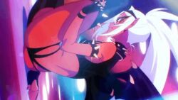 1girl animated armlet ass breasts butt_crack collar colored_skin demon demon_girl demon_horns demon_wings gloves horns jewelry kneesocks_(psg) long_hair looking_at_viewer panty_&amp;_stocking_with_garterbelt ponytail red_skin revealing_clothes smile spiked_armlet spiked_collar spiked_gloves spiked_thighhighs spikes tagme thick_thighs thighhighs thighs undressing video wings