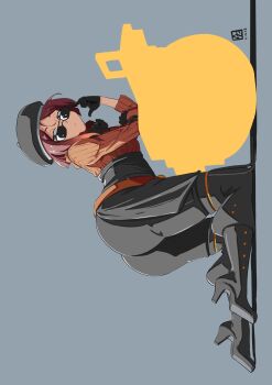 adjusting_eyewear ass bent_over black_gloves boots coco_adel exif_rotation gatling_gun gloves high_heel_boots high_heels highres huge_ass minigun rwby